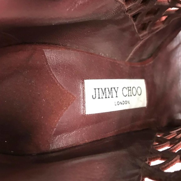 JIMMY CHOO BURGUNDY CAGE SANDALS 38.5 - Picture 7 of 7